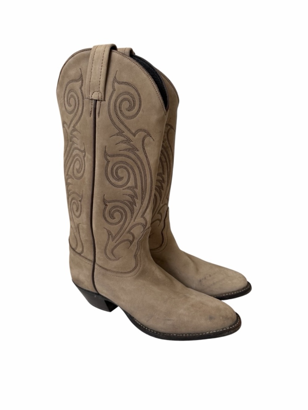 Tony Lama Taupe Brown Suede Cowgirl Western Boots 5.5B